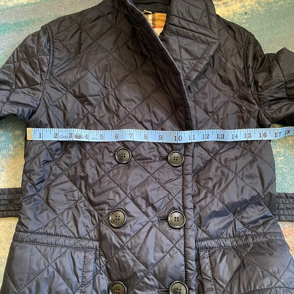 Burberry Quilted Double-Breasted Belted Trench Jacket Black Womens XS - Picture 9 of 17